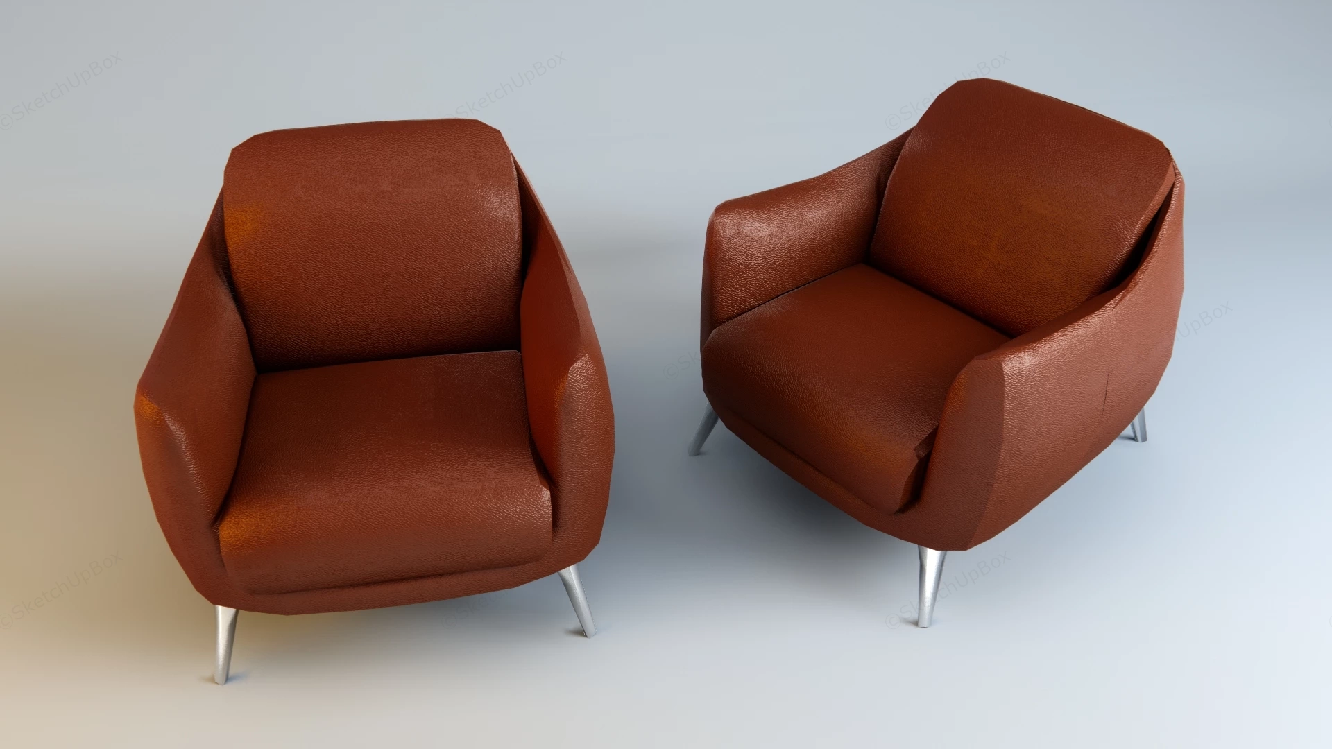 Modern Leather Lounge Armchair Sketchup 3D Model Preview - SketchupBox