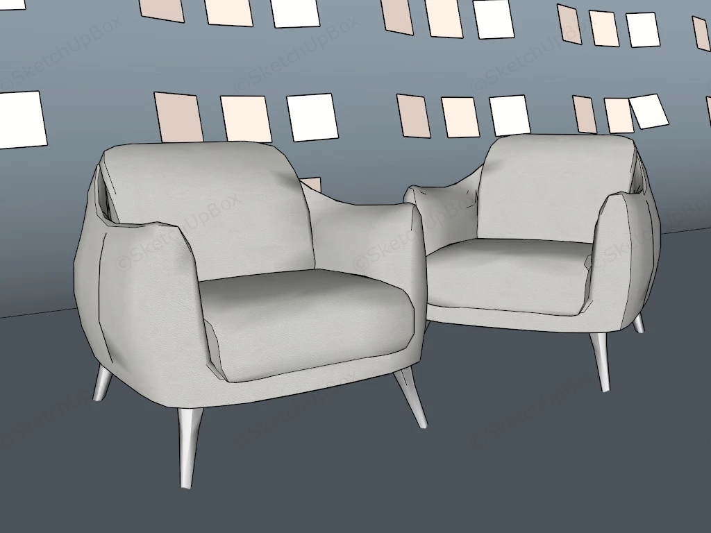 Modern Leather Lounge Armchair Sketchup 3D Model Preview - SketchupBox