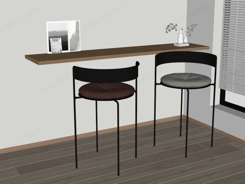 Modern Minimalist Bar Seating & Console Sketchup 3D Model Preview - SketchupBox