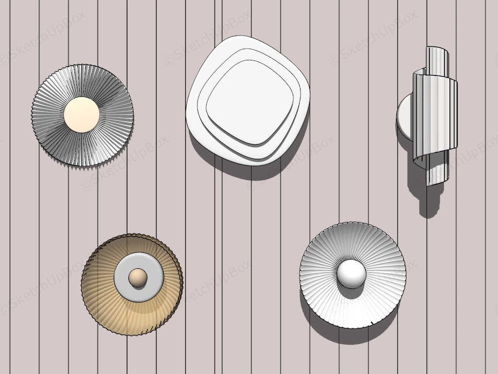 Five Modern Minimalist Wall Sconce Set Sketchup 3D Model Preview - SketchupBox