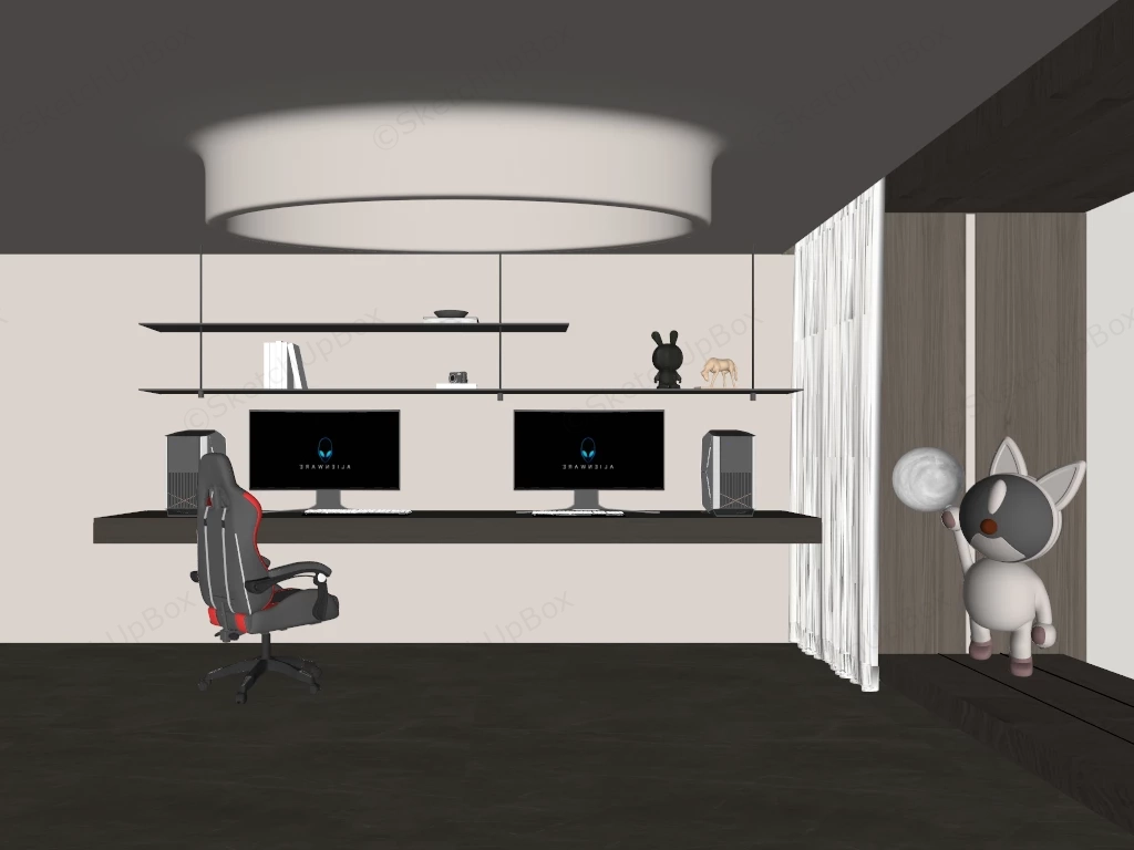 Modern Gaming Dual Workstation Suite Sketchup 3D Model Preview - SketchupBox
