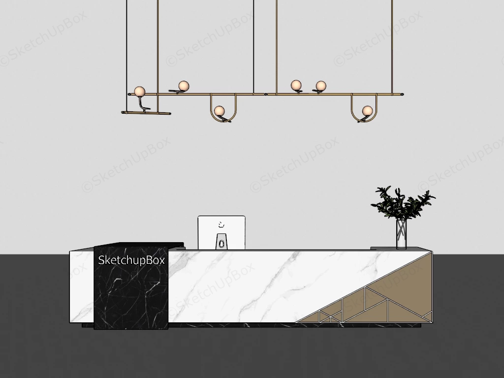 Modern Marble Reception Desk Setup Sketchup 3D Model Preview - SketchupBox