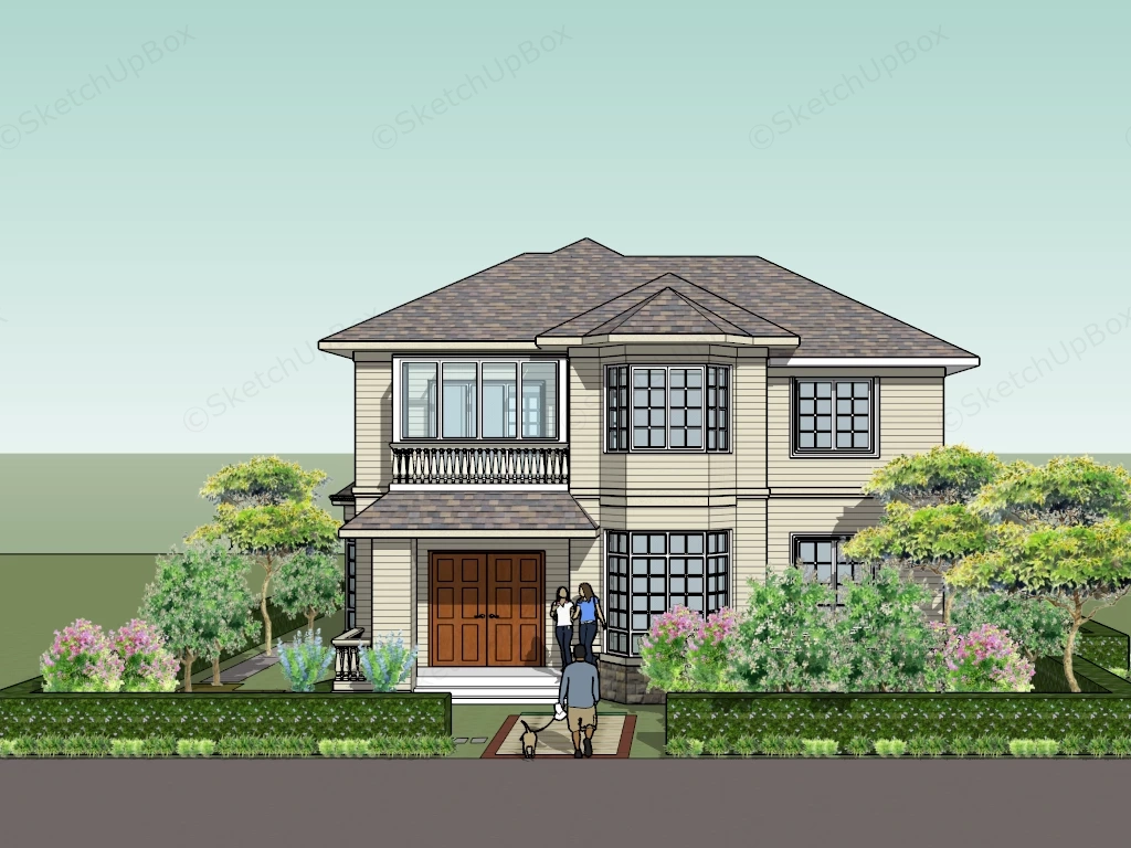 American Suburban Craftsman House Residence Sketchup 3D Model Preview - SketchupBox