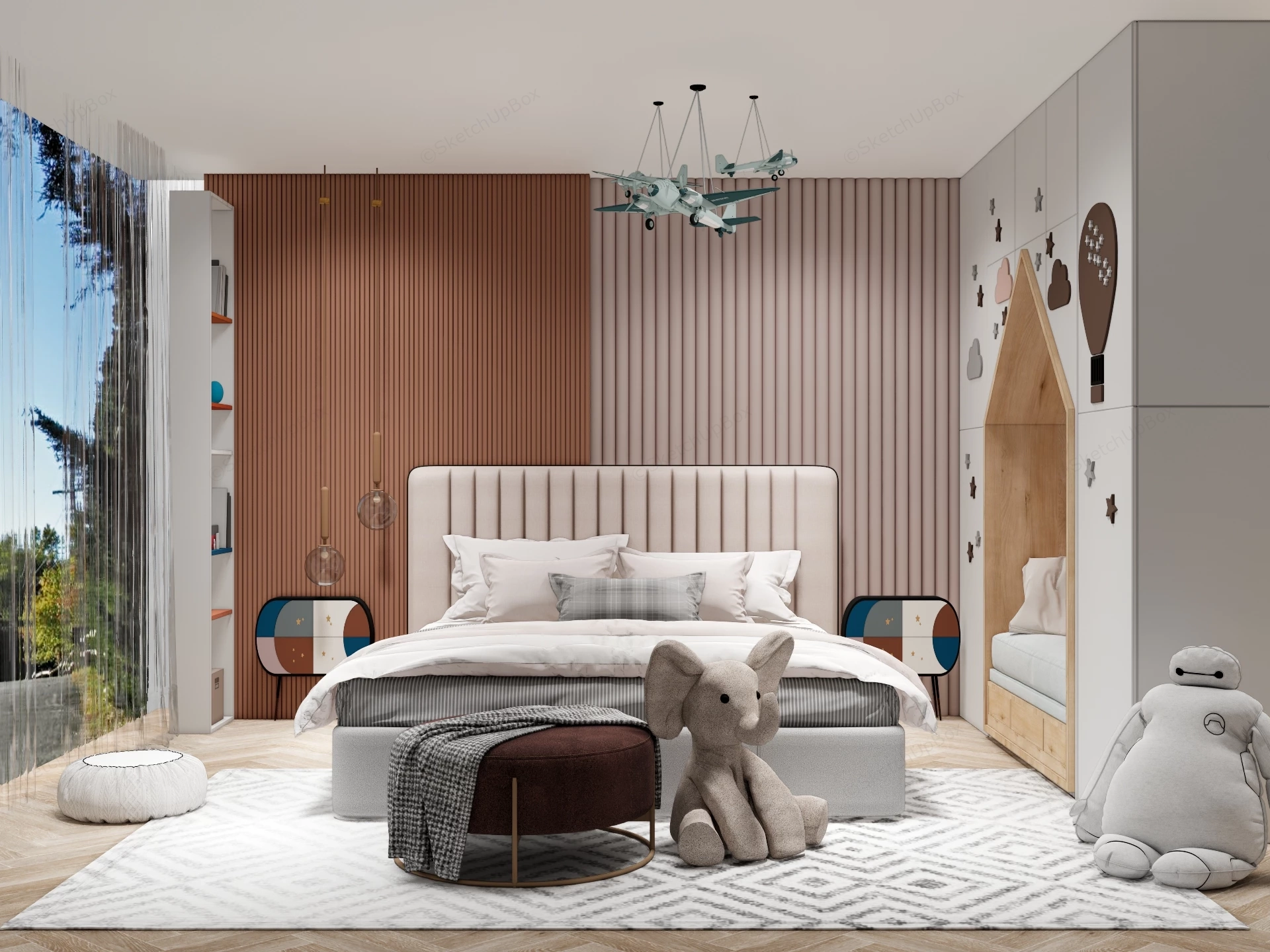 Modern Kids Bedroom Suite Sketchup 3D Model Preview - SketchupBox