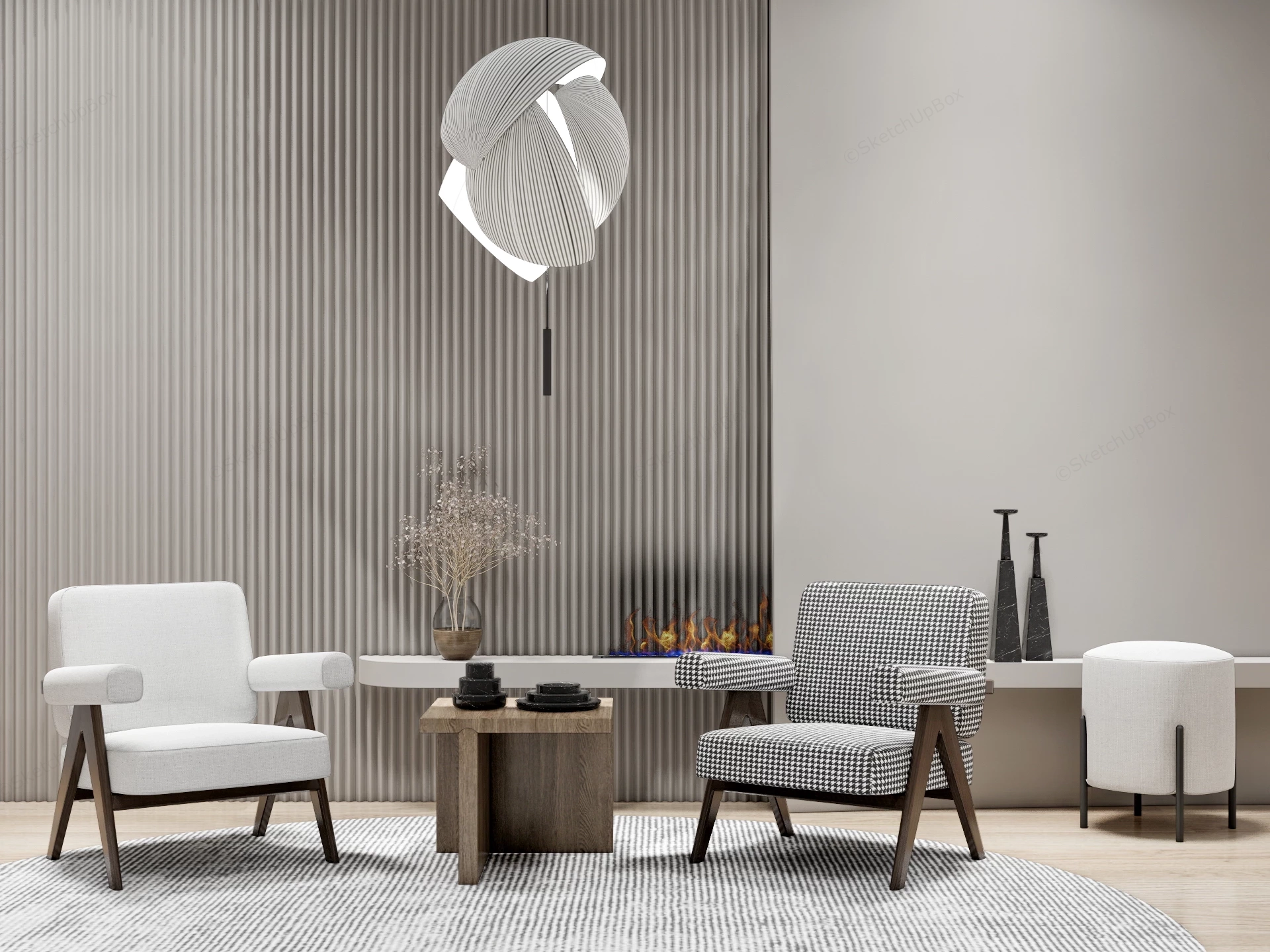 Modern Minimalist Lounge Seating Sketchup 3D Model Preview - SketchupBox