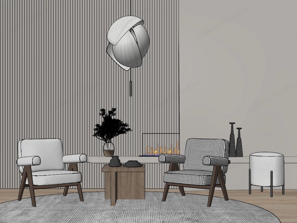 Modern Minimalist Lounge Seating Sketchup 3D Model Preview - SketchupBox