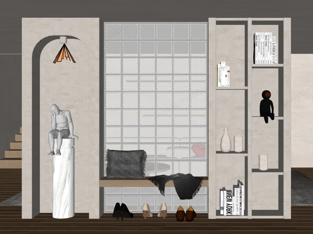 Modern Wabi Sabi Entryway Partition Divider Sketchup 3D Model Preview - SketchupBox