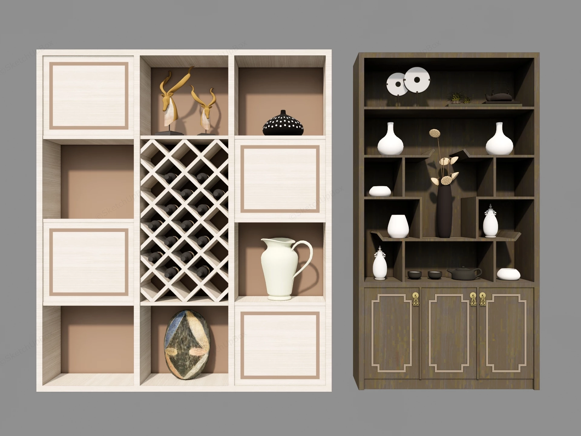 Contemporary Display Cabinet Set Sketchup 3D Model Preview - SketchupBox
