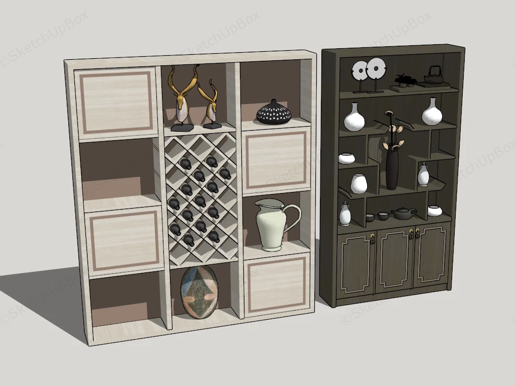 Contemporary Display Cabinet Set Sketchup 3D Model Preview - SketchupBox