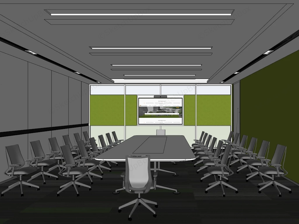 Modern Corporate Conference Room Interior Sketchup 3D Model Preview - SketchupBox