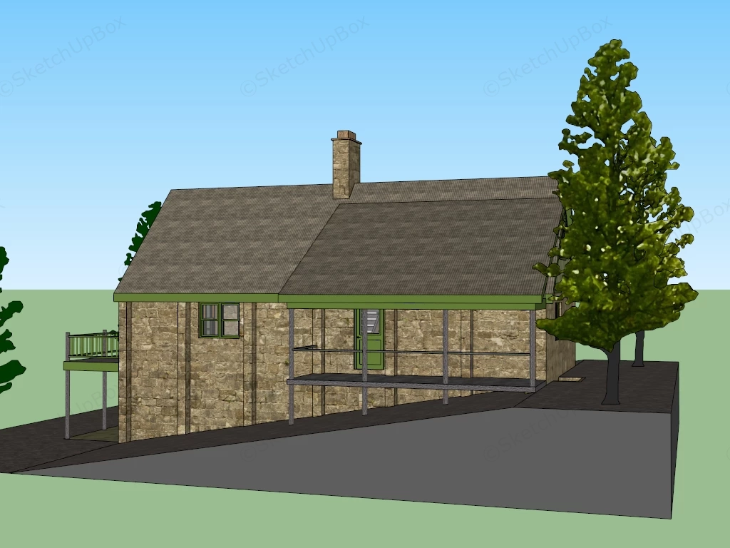 Rustic Mountain Cabin Sketchup 3D Model Preview - SketchupBox