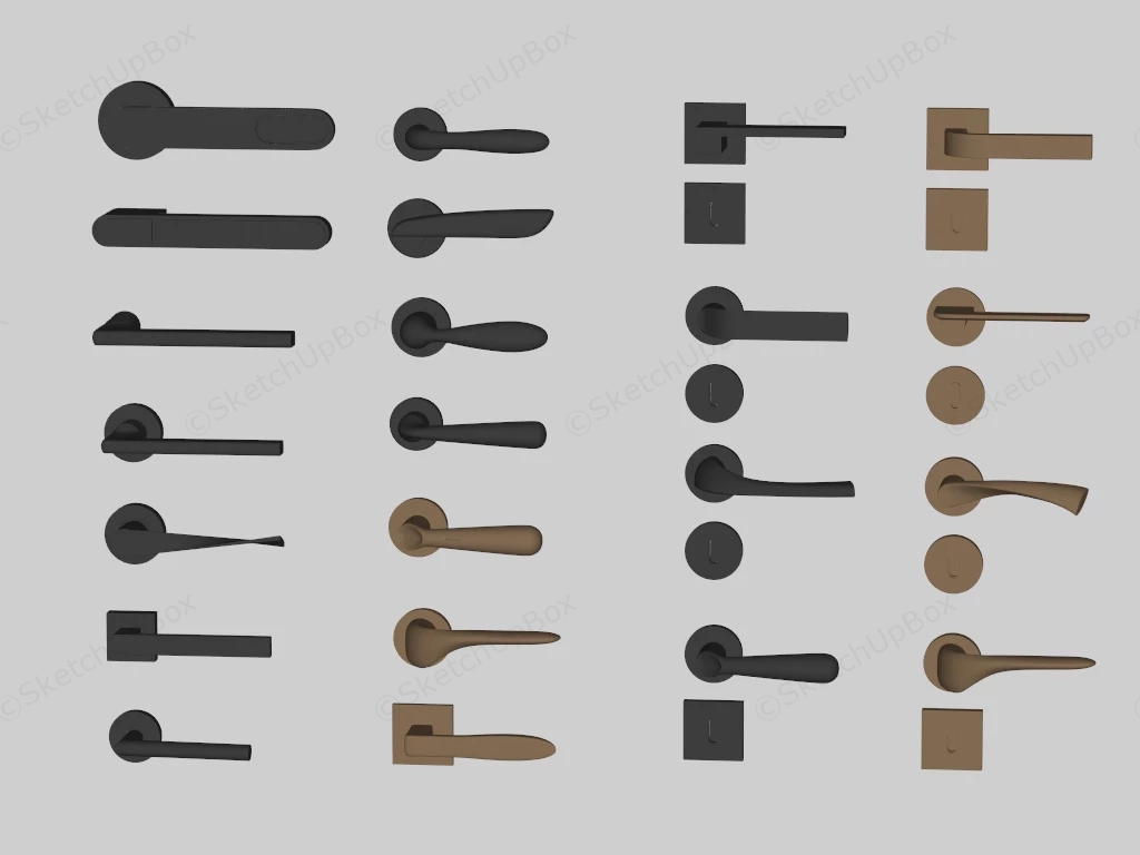 Modern Interior Door Handle Hardware Collection Sketchup 3D Model Preview - SketchupBox
