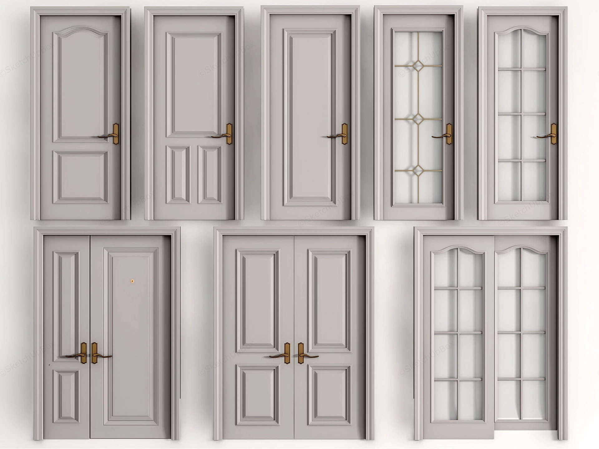 Classic Neoclassical Interior Door Collection Sketchup 3D Model Preview - SketchupBox