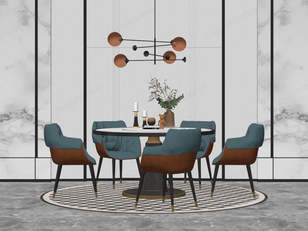Modern Dining Table Set Sketchup 3D Model Preview - SketchupBox