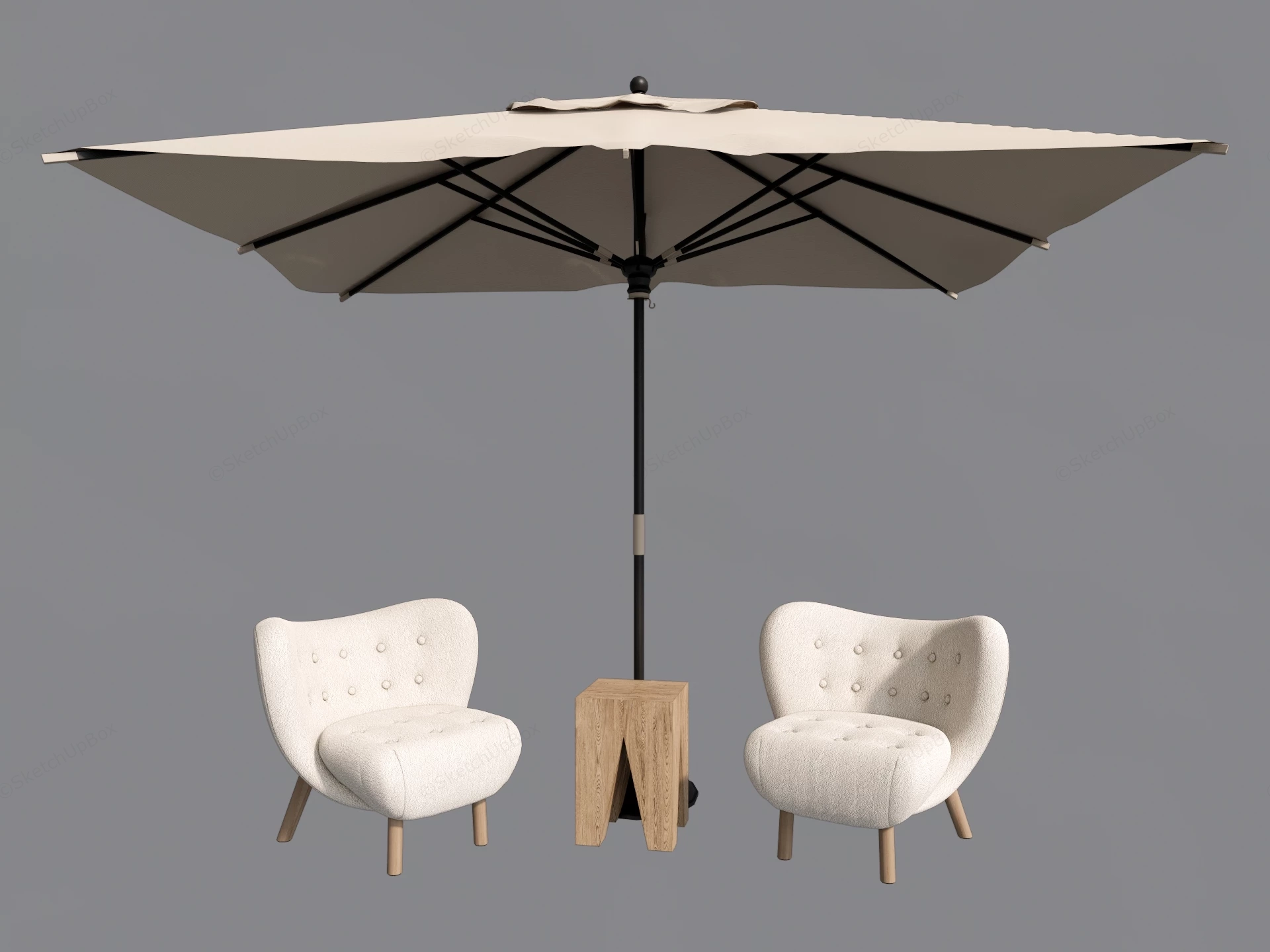 Modern Minimalist Patio Conversation Set Sketchup 3D Model Preview - SketchupBox