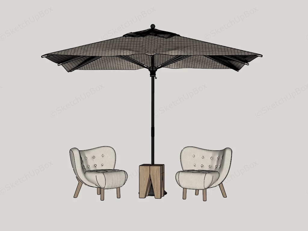 Modern Minimalist Patio Conversation Set Sketchup 3D Model Preview - SketchupBox