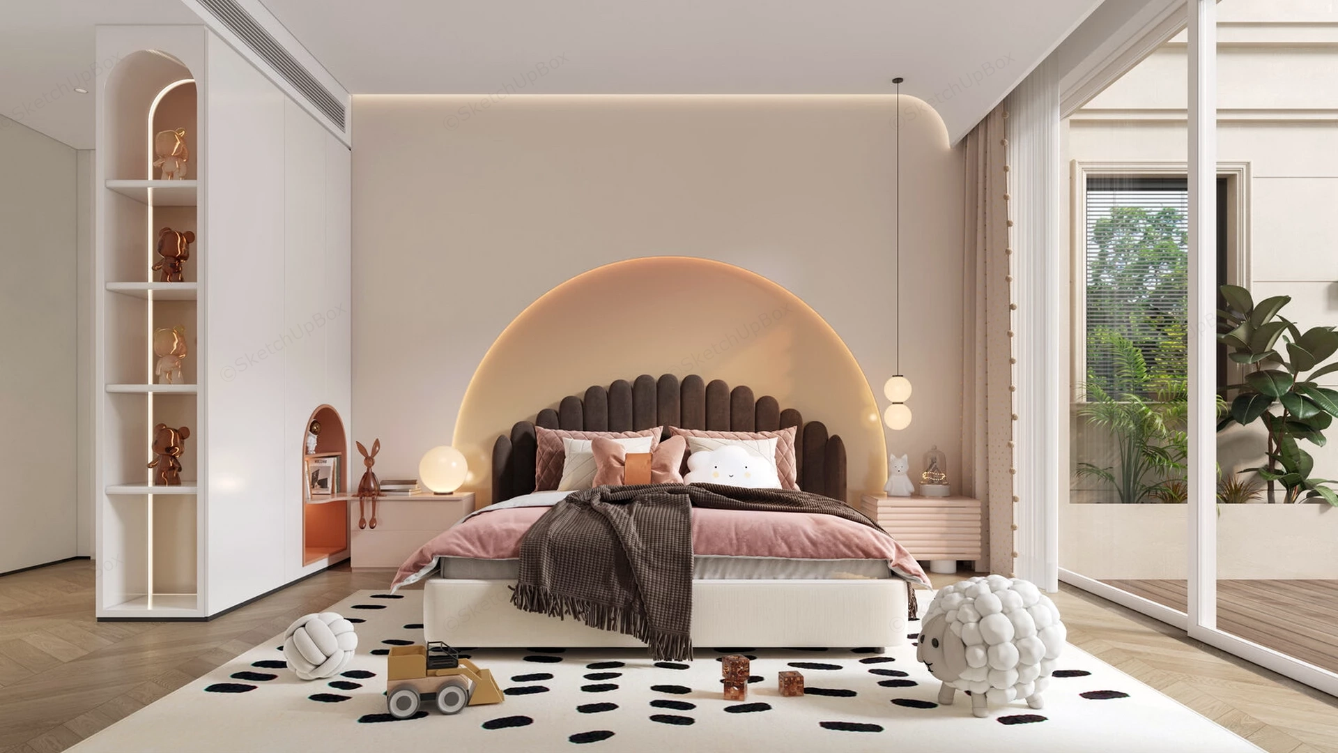 Modern Stylish Child's Bedroom Sketchup 3D Model Preview - SketchupBox
