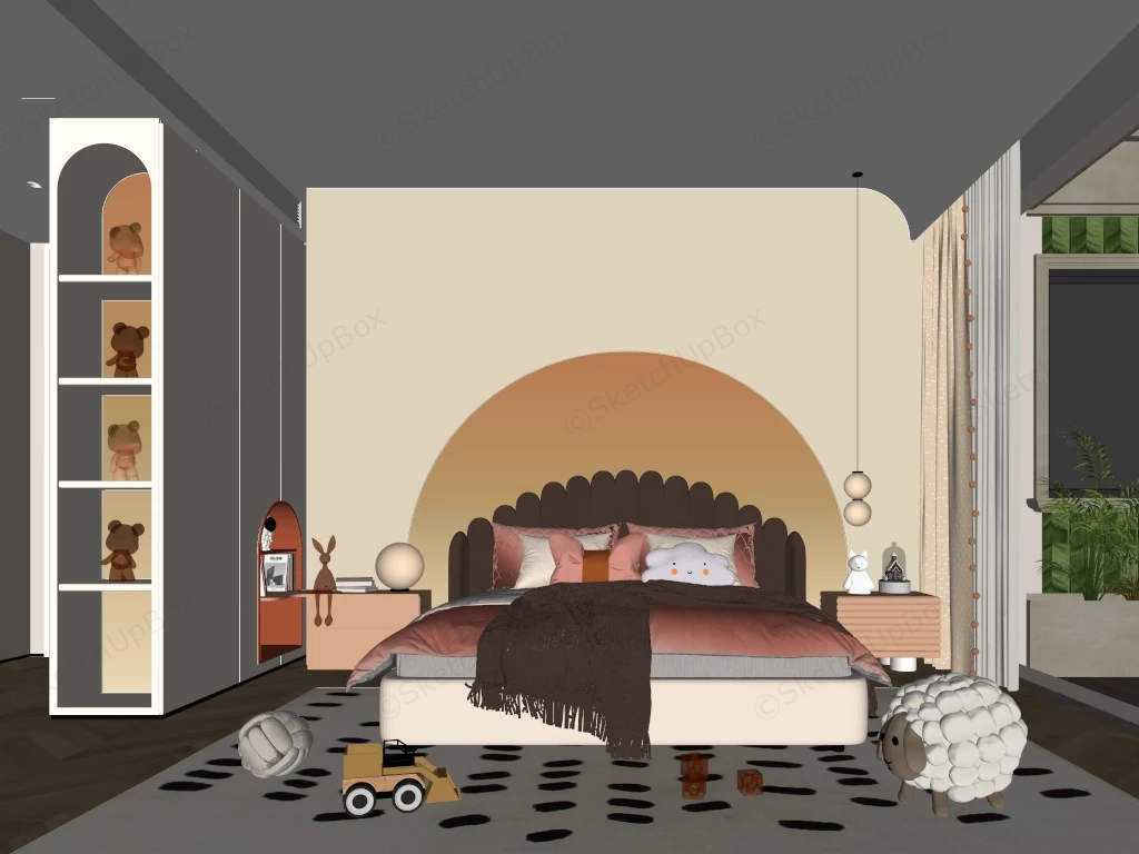 Modern Stylish Child's Bedroom Sketchup 3D Model Preview - SketchupBox