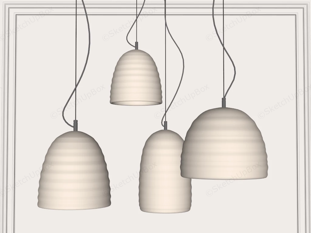 Modern Ceramic Ribbed Pendant Light Collection Sketchup 3D Model Preview - SketchupBox