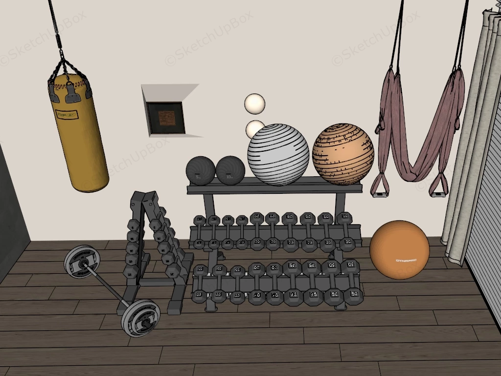 Home Gym Free Weight Fitness Set Sketchup 3D Model Preview - SketchupBox
