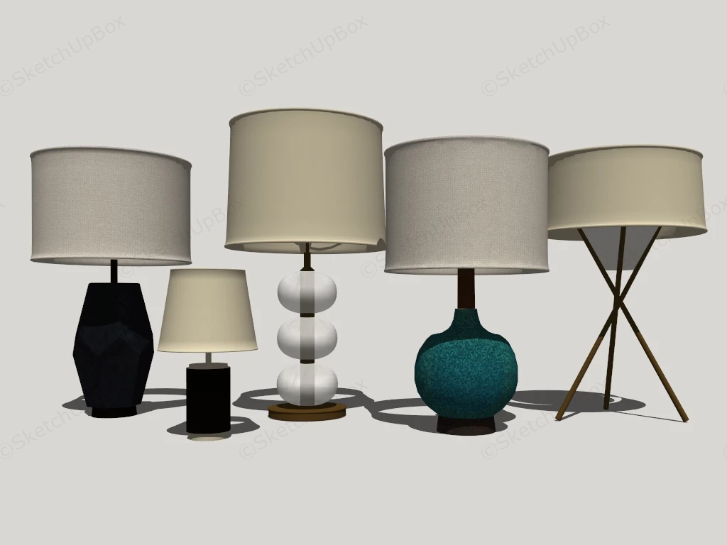 Modern Table Lamp Collection Sketchup 3D Model Preview - SketchupBox