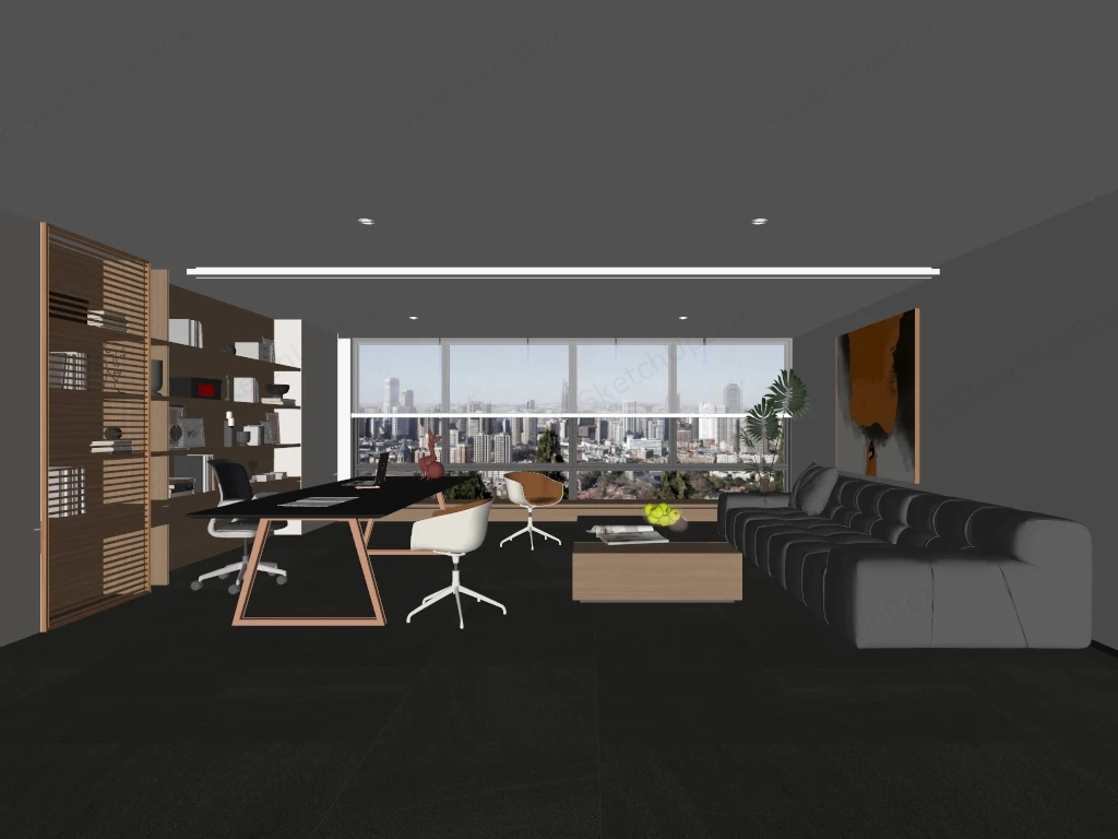 Modern Executive Office Workspace Sketchup 3D Model Preview - SketchupBox