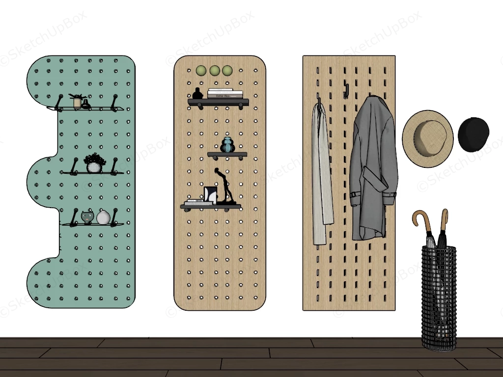Modern Modular Pegboard Wall Storage Set Sketchup 3D Model Preview - SketchupBox