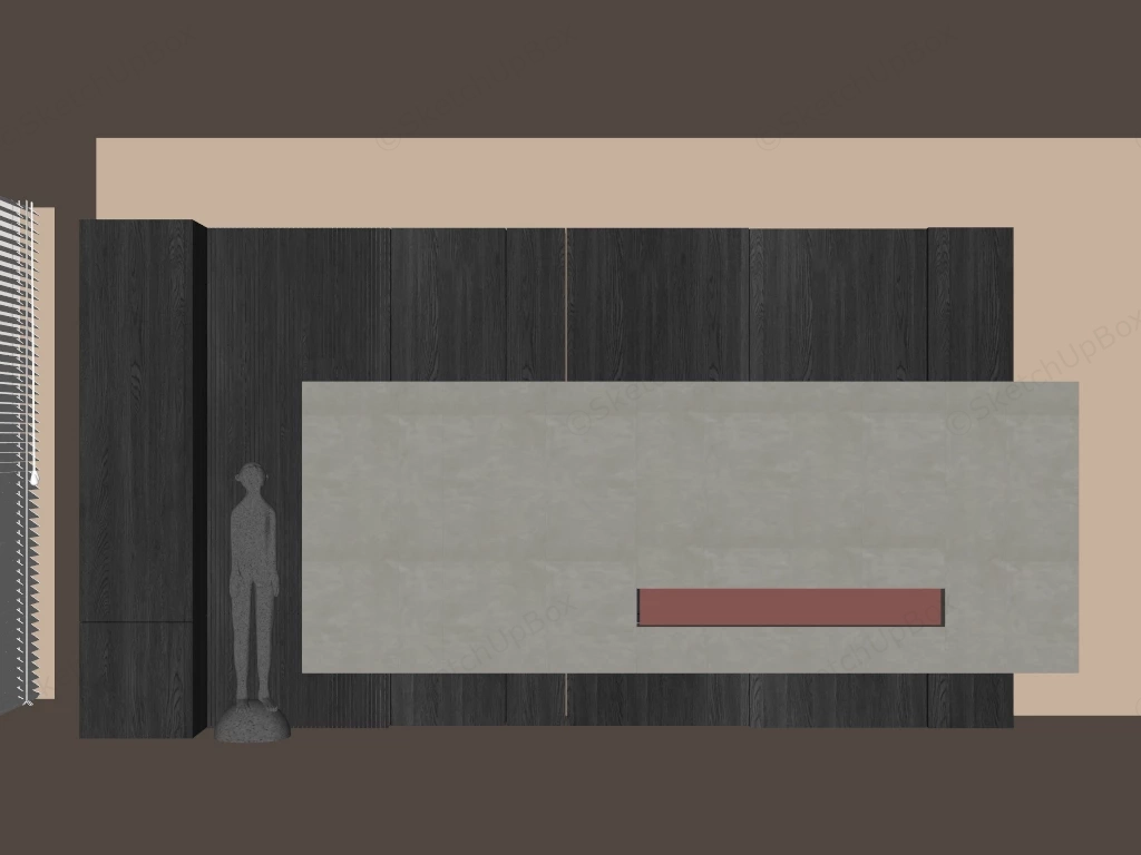 Minimalist Japandi Entertainment Wall Sketchup 3D Model Preview - SketchupBox
