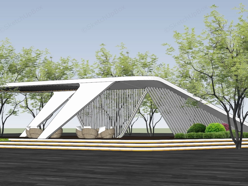 Striking Outdoor Landscape Pavilion Sketchup 3D Model Preview - SketchupBox