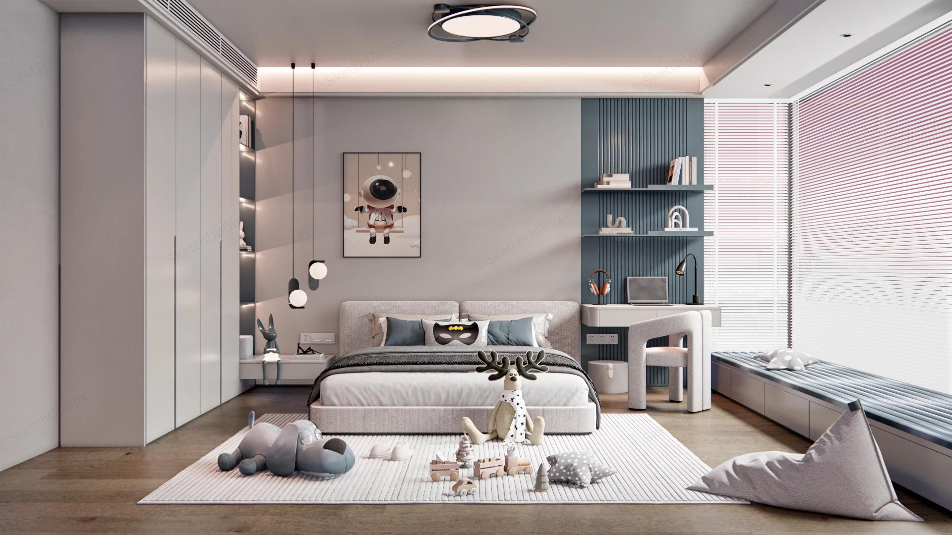 Modern Stylish Teenager's Bedroom Sketchup 3D Model Preview - SketchupBox