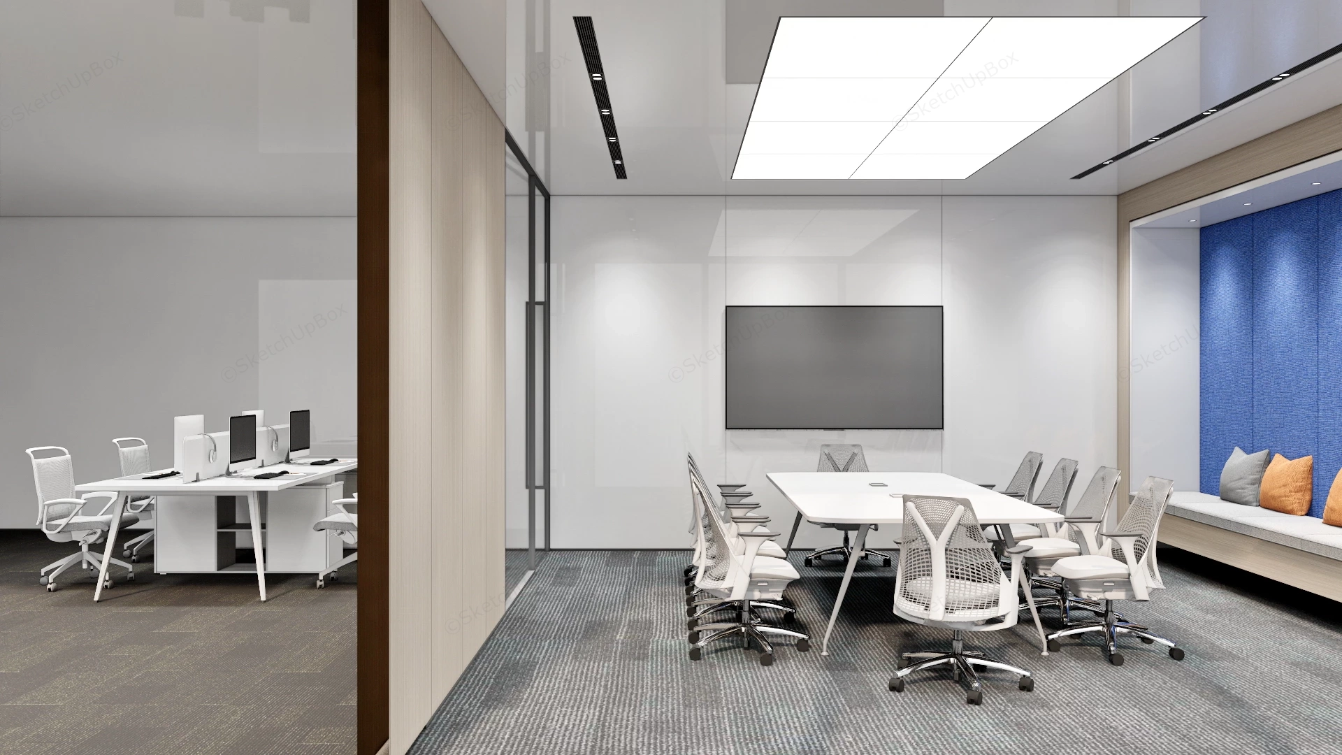 Modern Corporate Office & Conference Suite Sketchup 3D Model Preview - SketchupBox