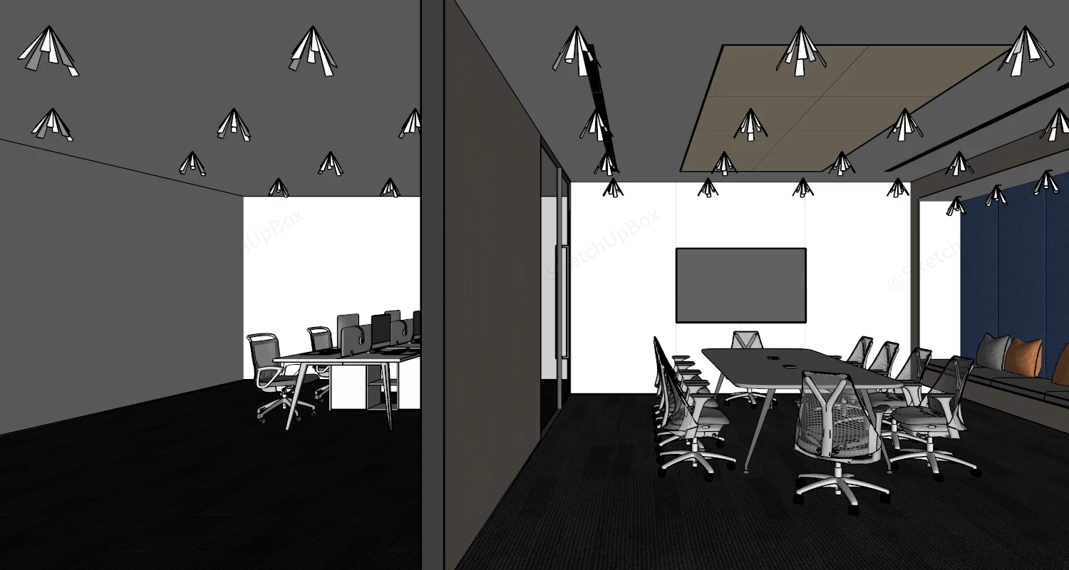 Modern Corporate Office & Conference Suite Sketchup 3D Model Preview - SketchupBox
