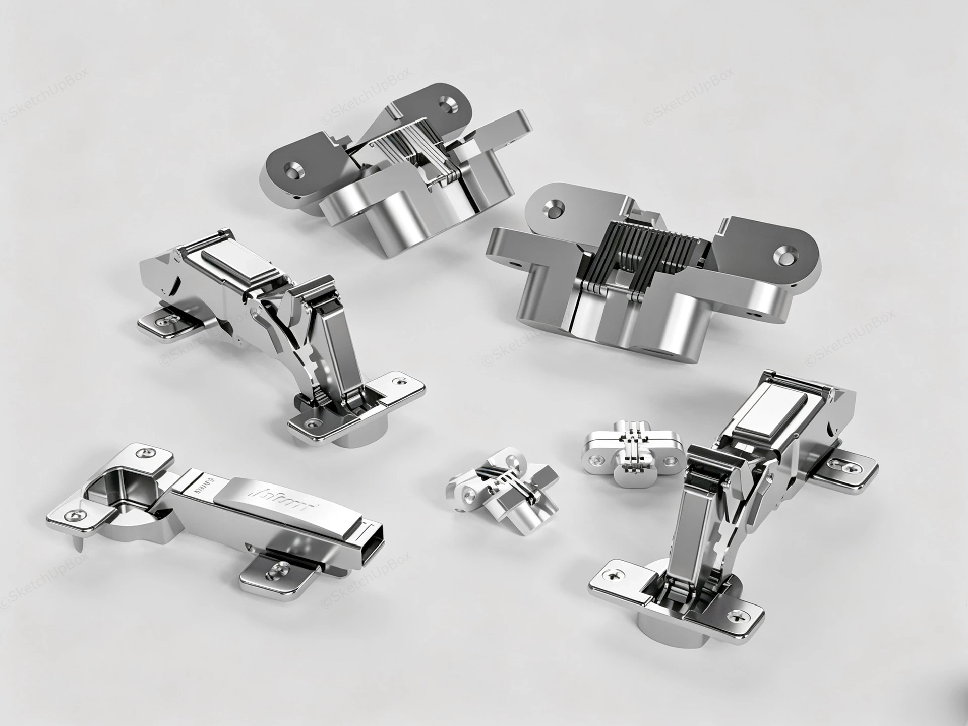 Concealed Cabinet And Door Hinge Hardware Set Sketchup 3D Model Preview - SketchupBox