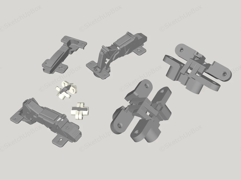 Concealed Cabinet And Door Hinge Hardware Set Sketchup 3D Model Preview - SketchupBox