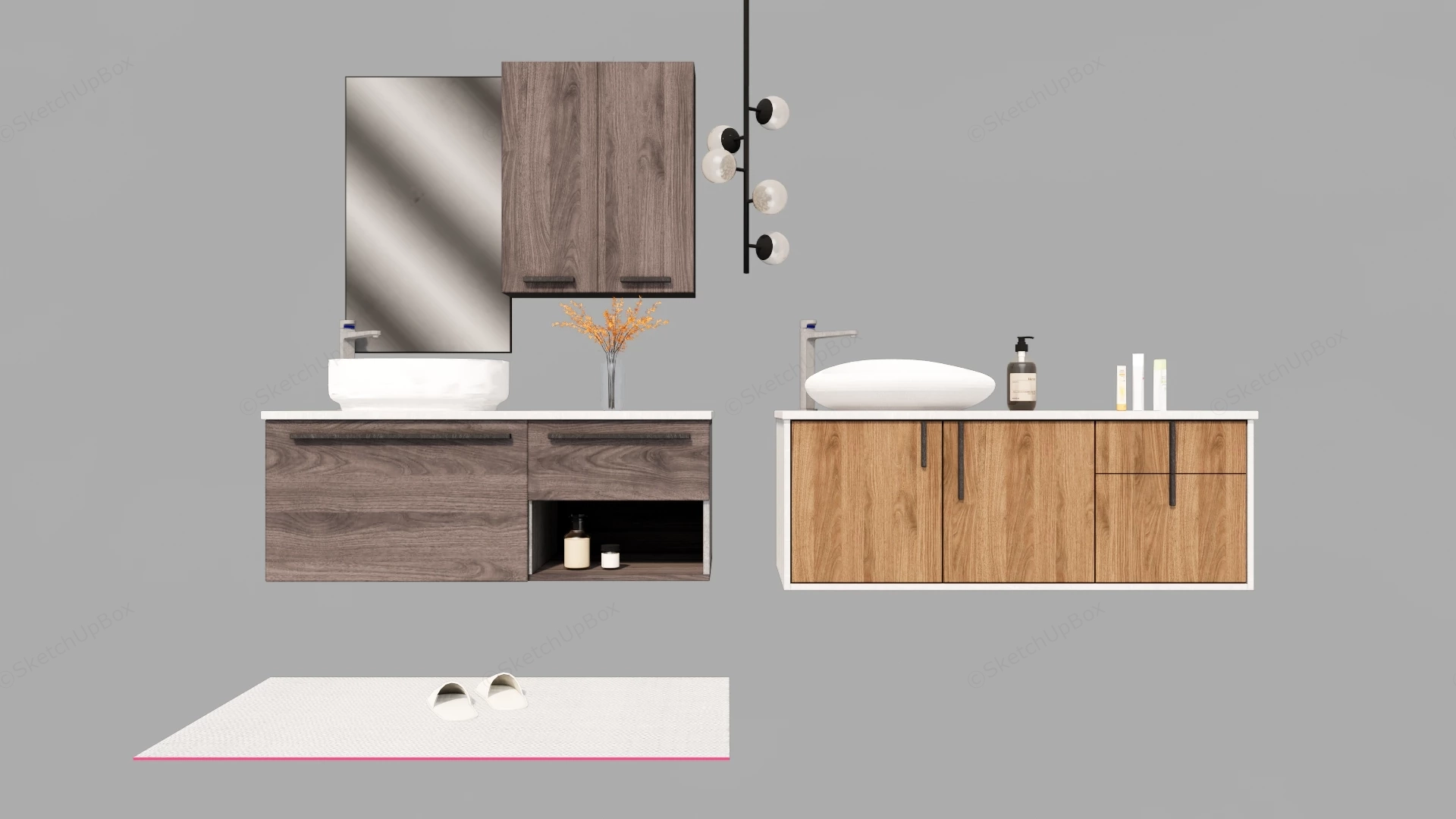 Modern Floating Bathroom Vanity Set Sketchup 3D Model Preview - SketchupBox