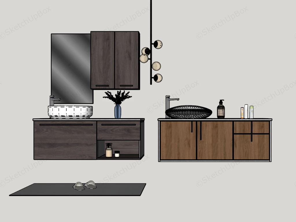Modern Floating Bathroom Vanity Set Sketchup 3D Model Preview - SketchupBox