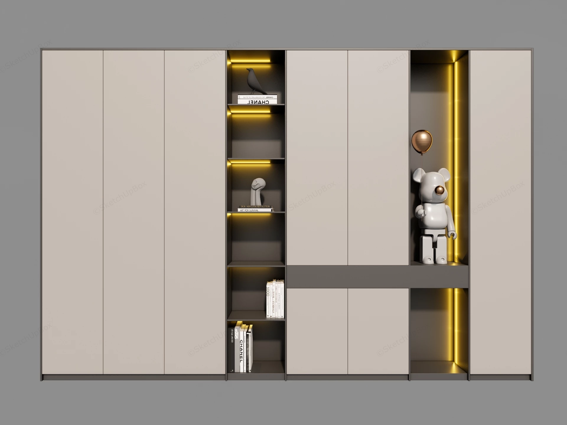 Multi Functional Modular Wall Storage Cabinet System Sketchup 3D Model Preview - SketchupBox
