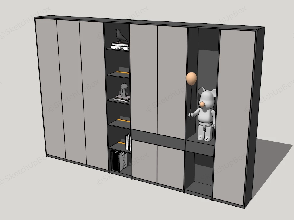 Multi Functional Modular Wall Storage Cabinet System Sketchup 3D Model Preview - SketchupBox