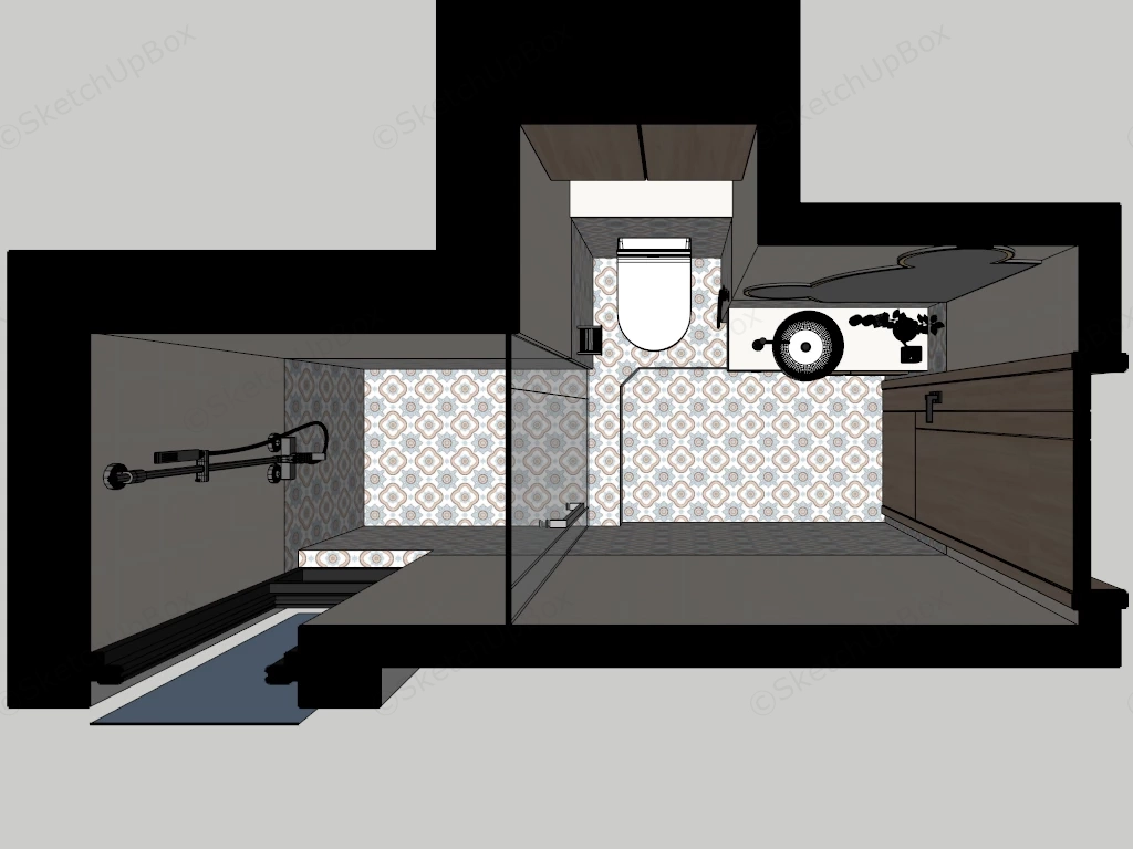 Contemporary Small Moroccan Inspired Bathroom Sketchup 3D Model Preview - SketchupBox