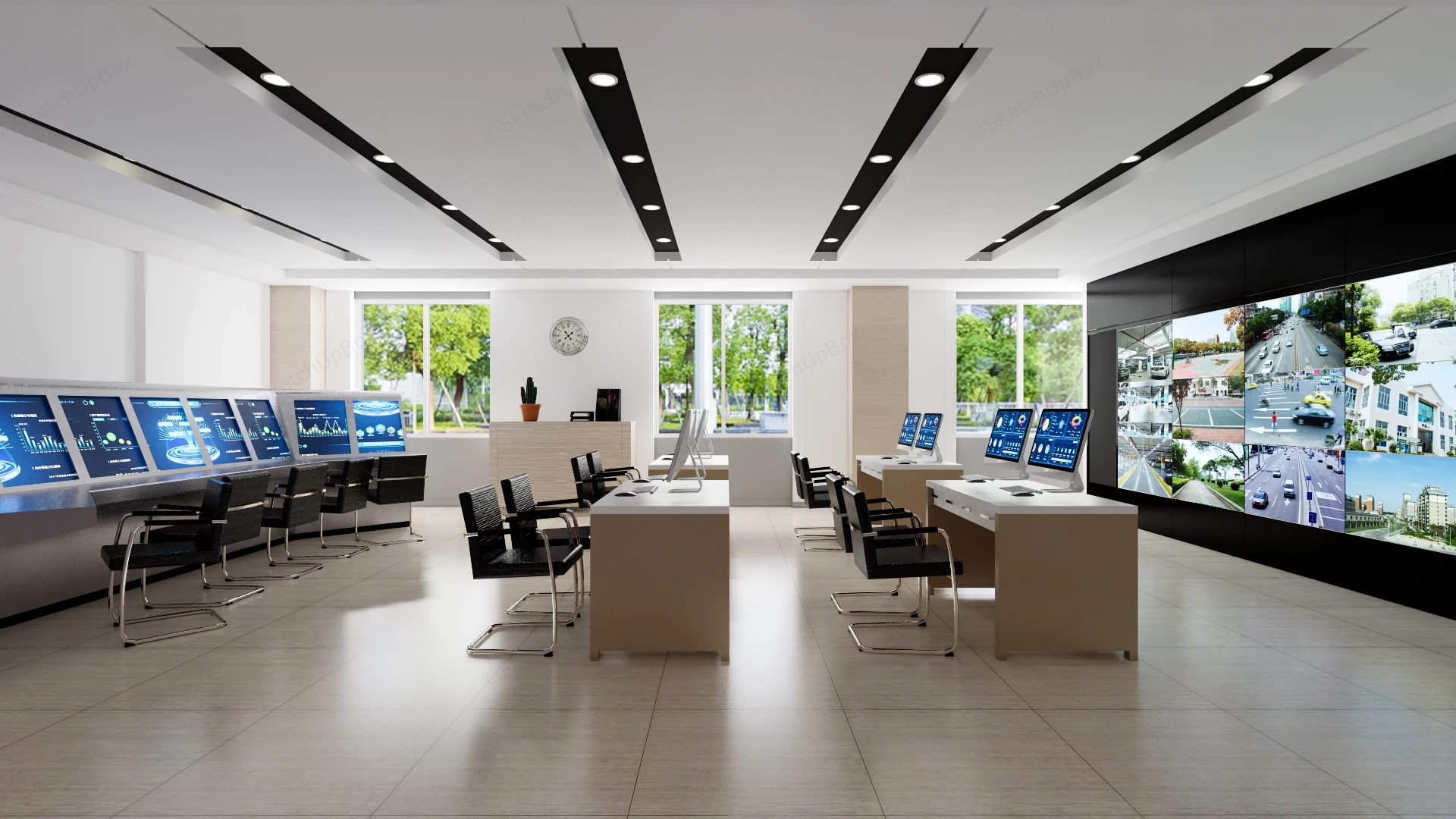Security Command Center And Control Room Sketchup 3D Model Preview - SketchupBox