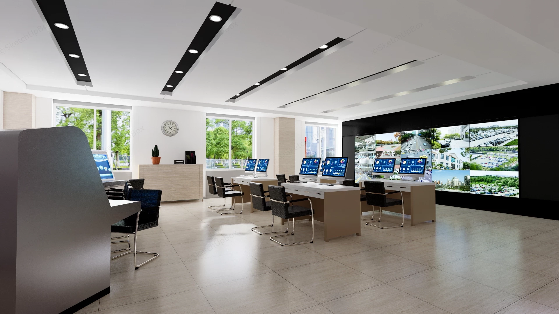 Security Command Center And Control Room Sketchup 3D Model Preview - SketchupBox