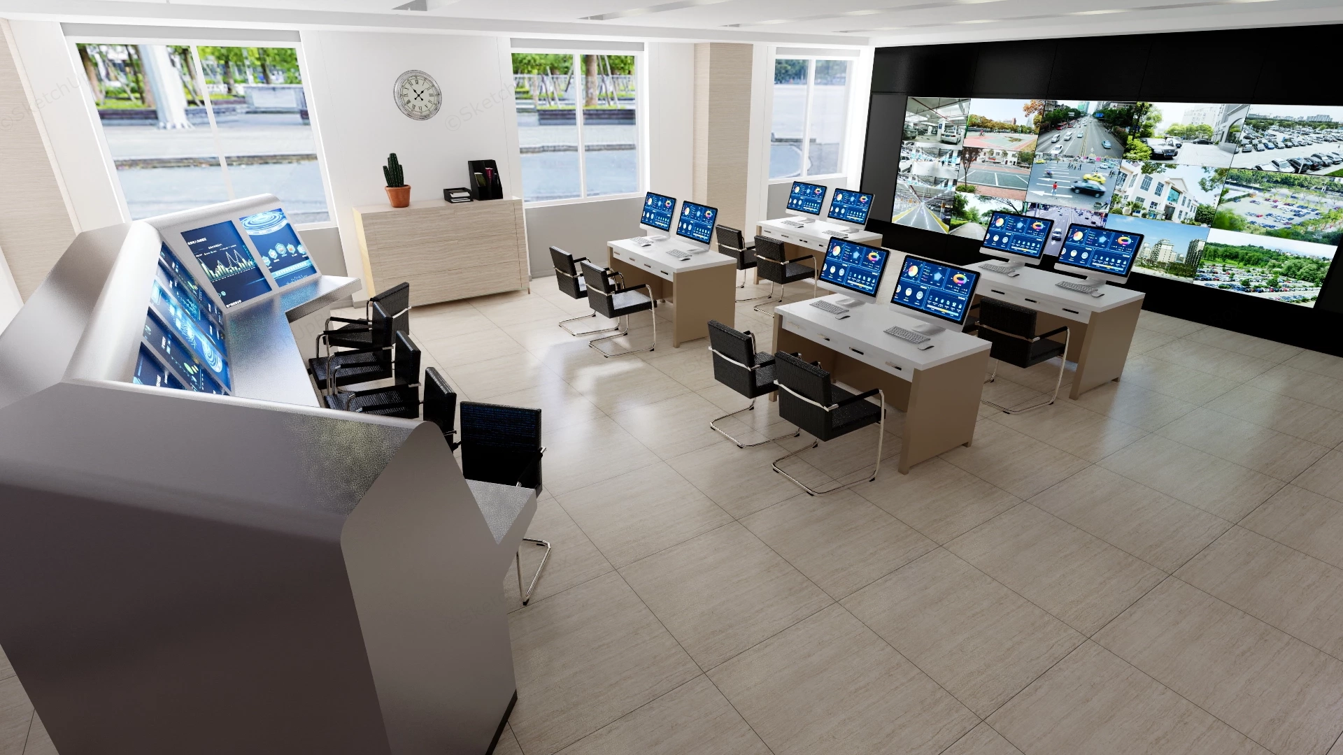 Security Command Center And Control Room Sketchup 3D Model Preview - SketchupBox