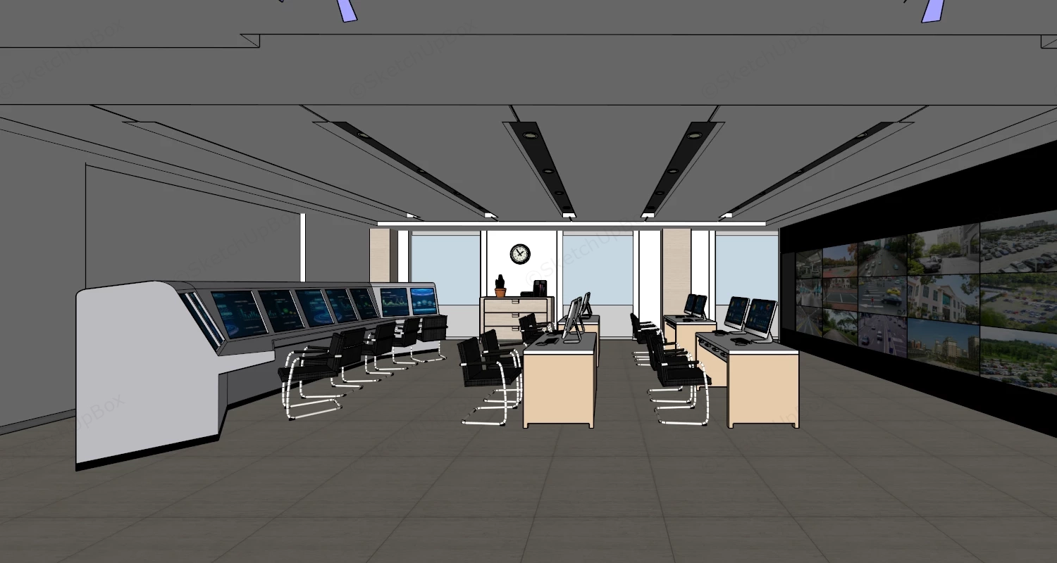 Security Command Center And Control Room Sketchup 3D Model Preview - SketchupBox