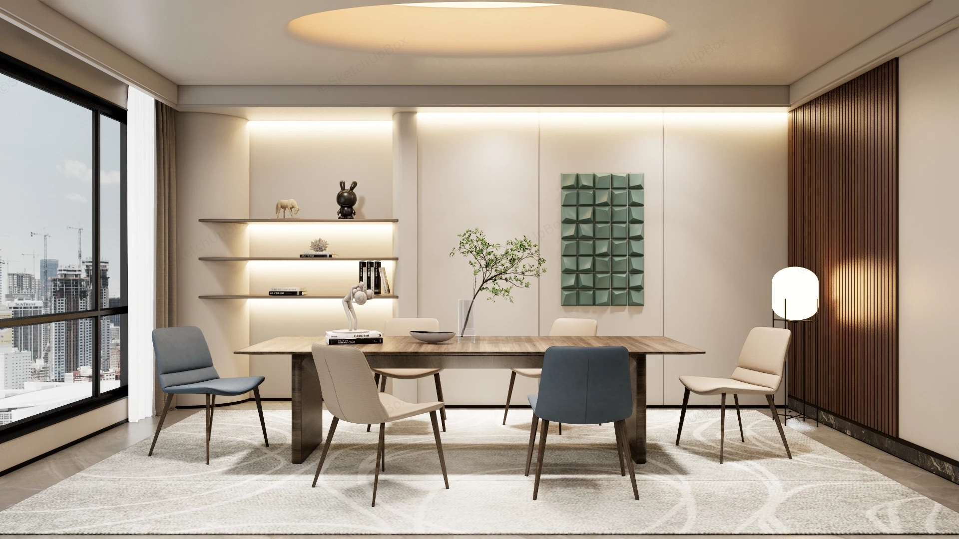 Modern Warm Minimalist Dining Room Sketchup 3D Model Preview - SketchupBox