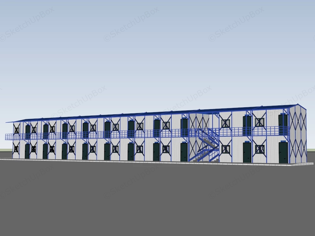Two Story Prefabricated Office Building Sketchup 3D Model Preview - SketchupBox