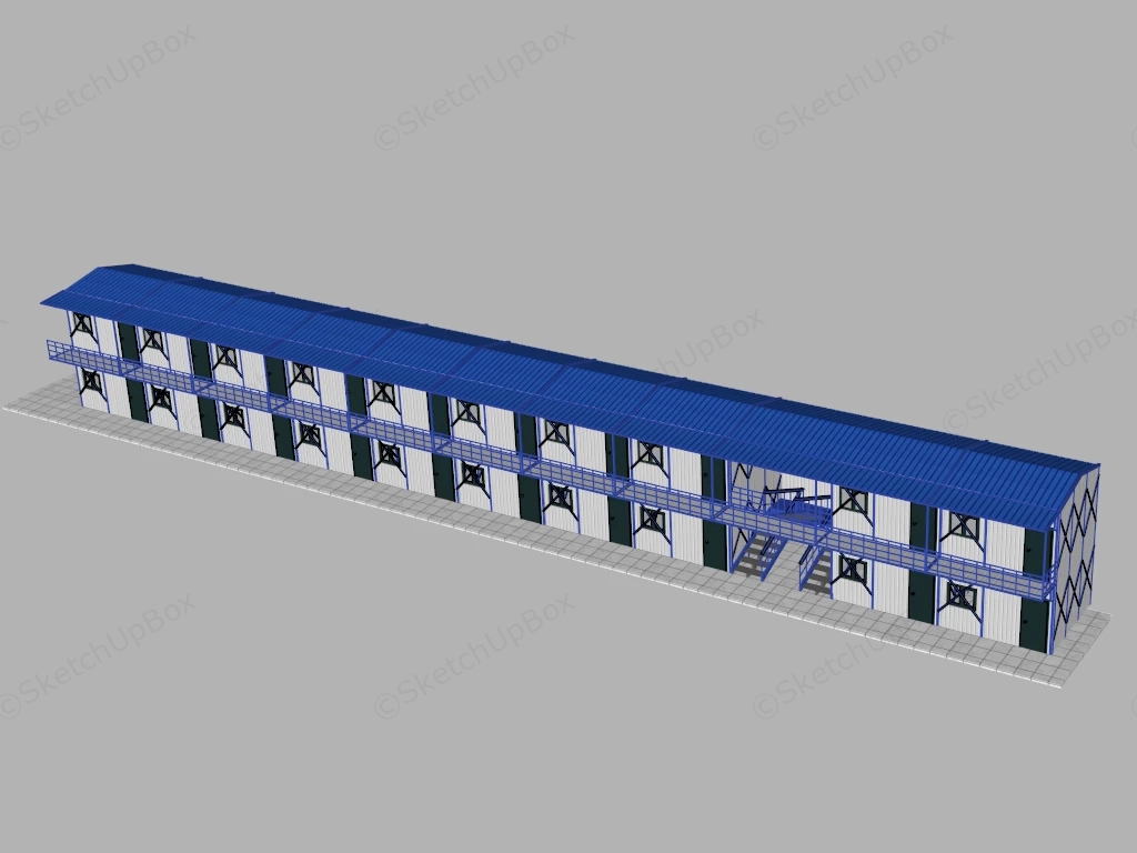 Two Story Prefabricated Office Building Sketchup 3D Model Preview - SketchupBox