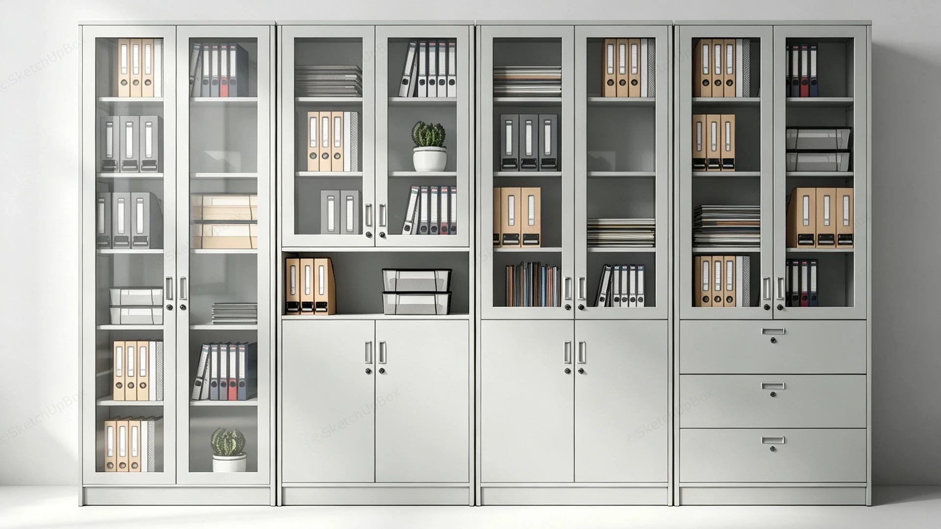 Modular Office Filing And Storage Cabinet Wall System Sketchup 3D Model Preview - SketchupBox