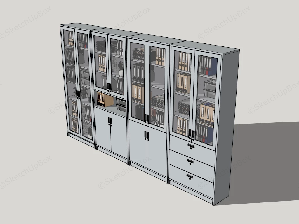 Modular Office Filing And Storage Cabinet Wall System Sketchup 3D Model Preview - SketchupBox