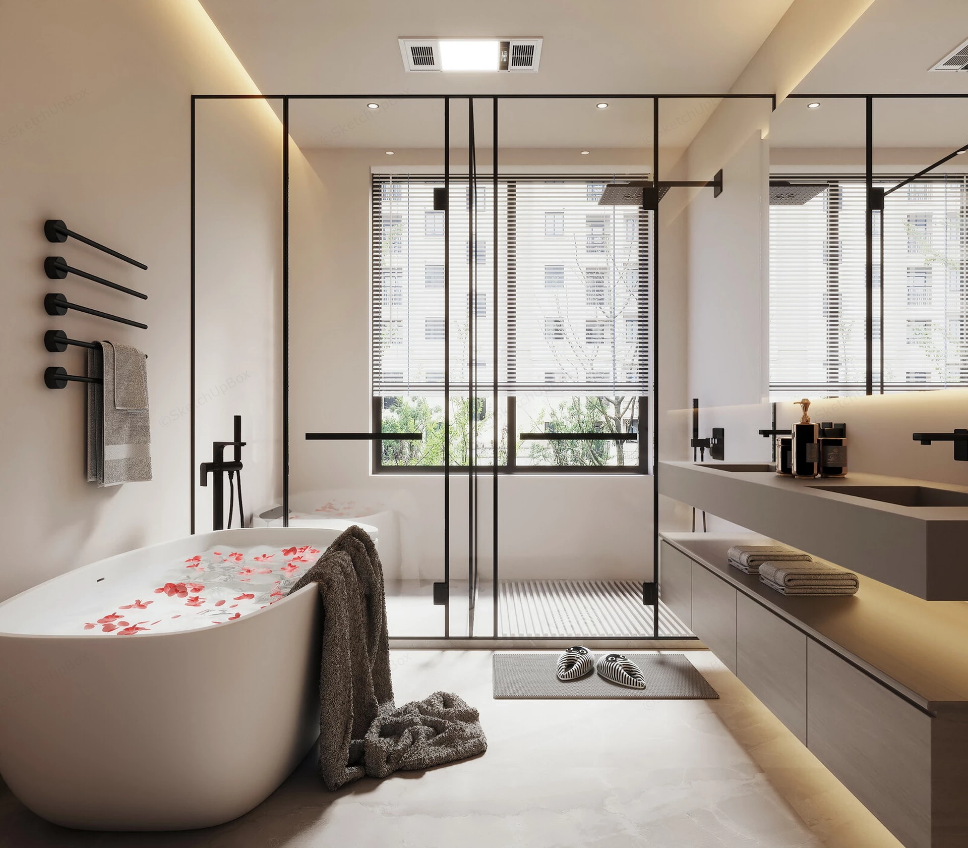 Luxurious Modern Spa Style Bathroom Sketchup 3D Model Preview - SketchupBox
