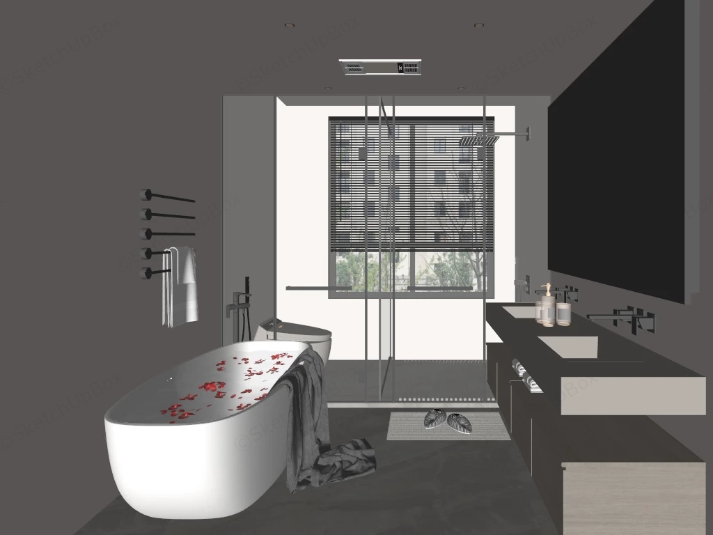Luxurious Modern Spa Style Bathroom Sketchup 3D Model Preview - SketchupBox